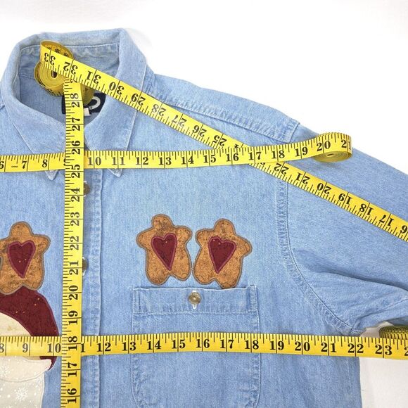 Vintage Three Rivers Denim Shirt‎ Womens Medium Embroidered Santa Cabincore Mom - Picture 4 of 16